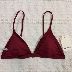 Rhythm Livin Plum Pintuck Bralette Bikini Top Size 10M Adjustable Straps‎